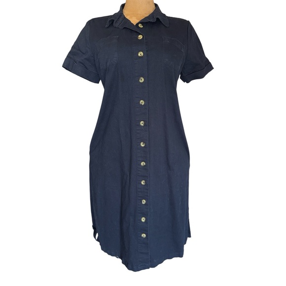 Chadwicks Dresses & Skirts - CHADWICKS Vintage Button Front Shirt Dress, Cotton, Safari Navy Sz 16 90s